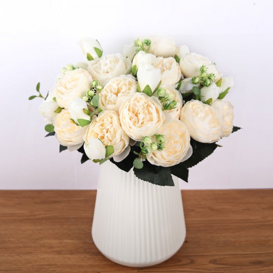 30cm Rose Pink Silk Bouquet Peony Artificial Flowers 5 Big Heads 4 Small Bud Bride Wedding Home Decoration Fake Flowers Faux 30cm Rose Pink Silk Bouquet Peony Artificial Flowers 5 Big Heads 4 Small Bud Bride Wedding Home Decoration Fake Flowers Faux