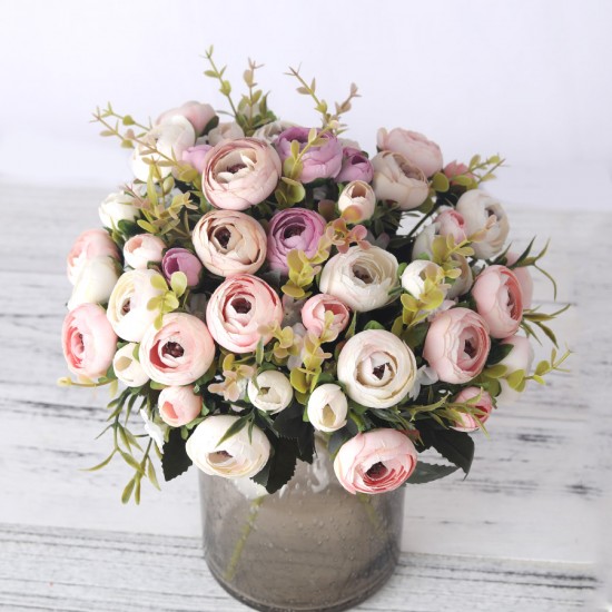 European Vintage Artificial Silk Tea Rose Flowers 6 head 4 Small bud Bouquet Wedding Home Retro Fake Flower Party DIY Decoration European Vintage Artificial Silk Tea Rose Flowers 6 head 4 Small bud Bouquet Wedding Home Retro Fake Flower Party DIY Decoration