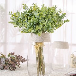 6pcs Artificial Plastic Eucalyptus Bouquet Green Coffee Wedding Decoration Arrangment Faux Foliage Fake Plants Branch Home Decor