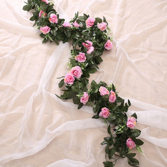 silk artificial rose vine hanging flowers for wall decoration rattan fake plants leaves garland romantic wedding home decoration silk artificial rose vine hanging flowers for wall decoration rattan fake plants leaves garland romantic wedding home decoration