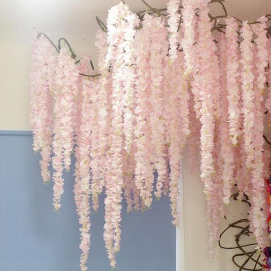 100CM artificial Cherry blossom vine silk flowers Sakura for party Wedding ceiling decor fake garland arch ivy diy party decor 100CM artificial Cherry blossom vine silk flowers Sakura for party Wedding ceiling decor fake garland arch ivy diy party decor