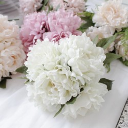 5pcs Big Head Artificial Flowers Peony Cute Silk Bride Bouquet Fake Flowers for Home Wedding DIY Decoration White Party Supplies
